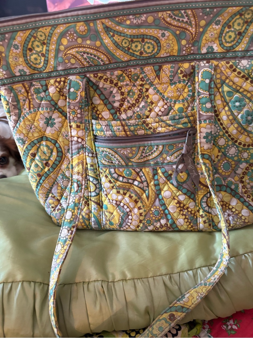 Vera Bradley Yellow & Teal Quilted Paisley Tote